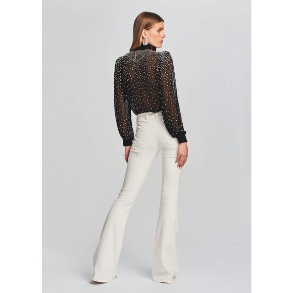 Retrofete AVA CHIFFON TOP black silver Small - Picture 3 of 7